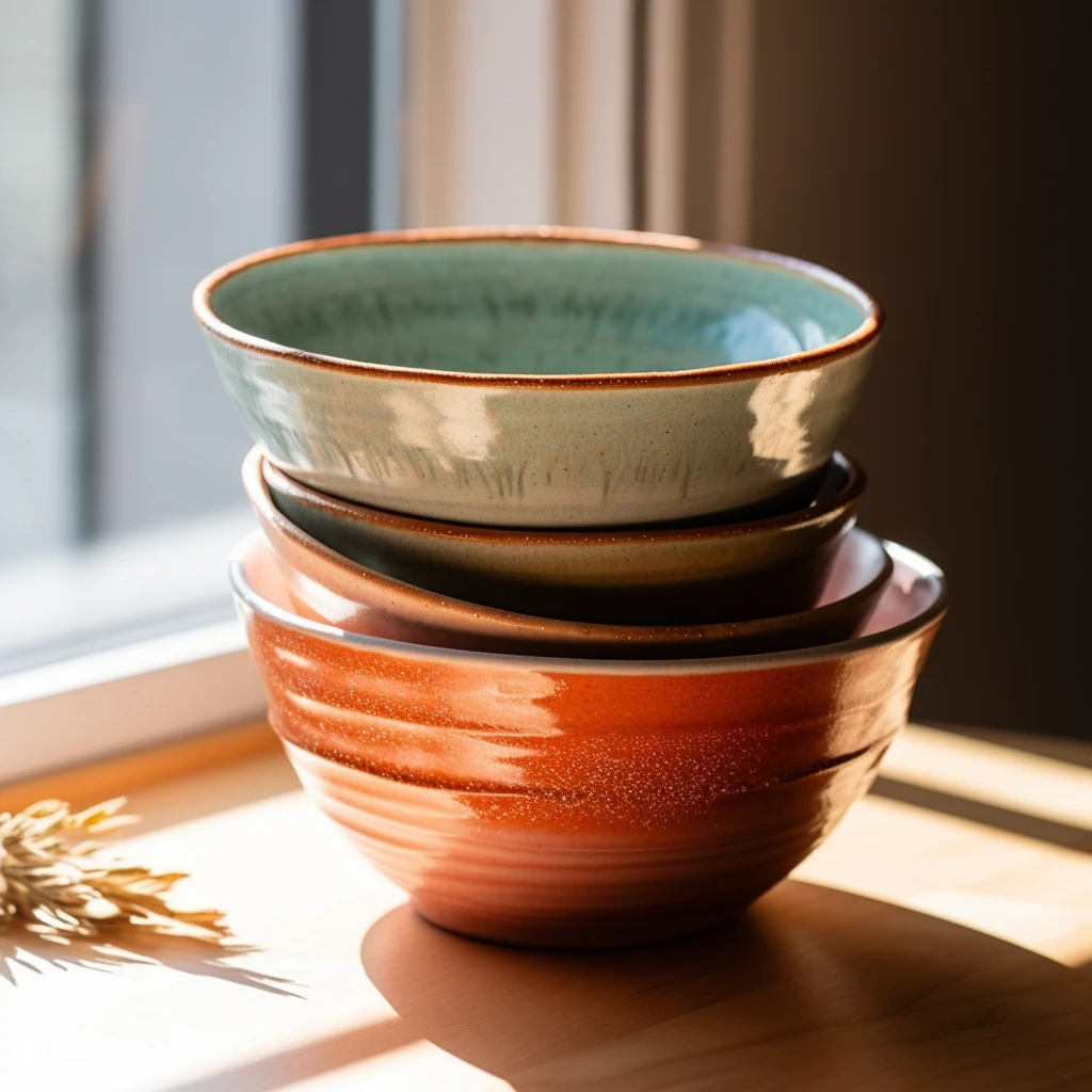 Pottery serving bowls